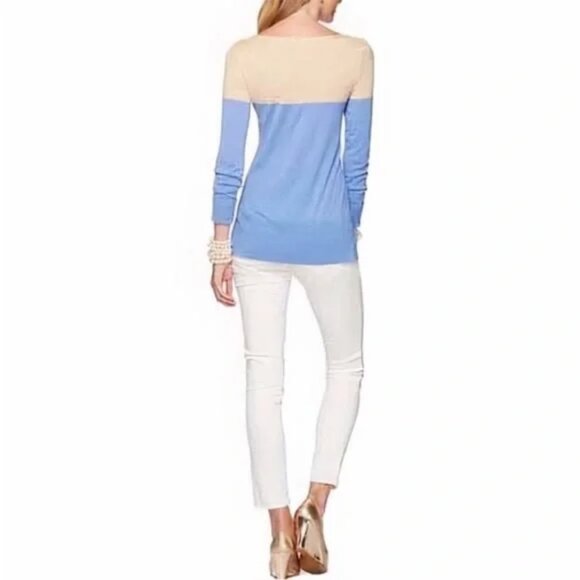 LILLY PULITZER Women's blue tan colorblock Pullover Sweater - S - Picture 3 of 12